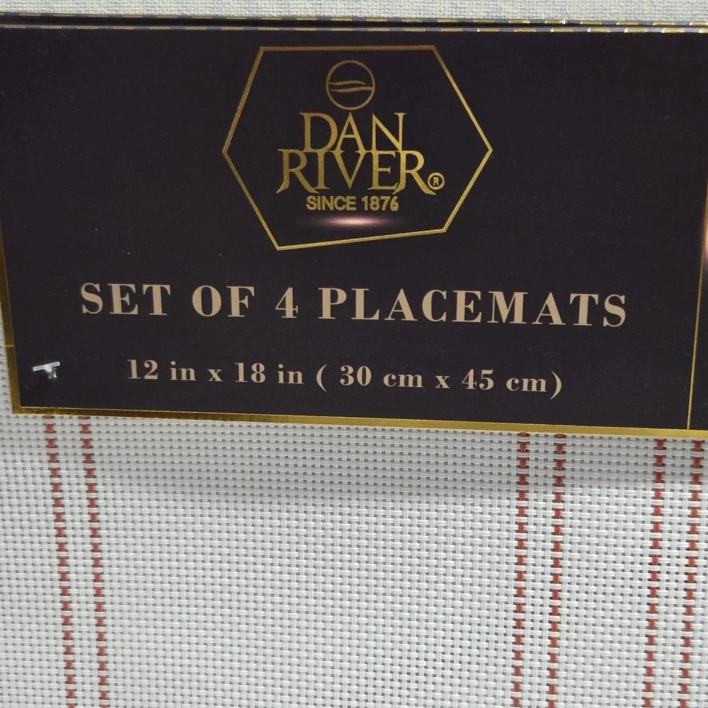 Dan River‎ Set of 4 White Stripes Rectangular Placemats PVC Woven Table Mats